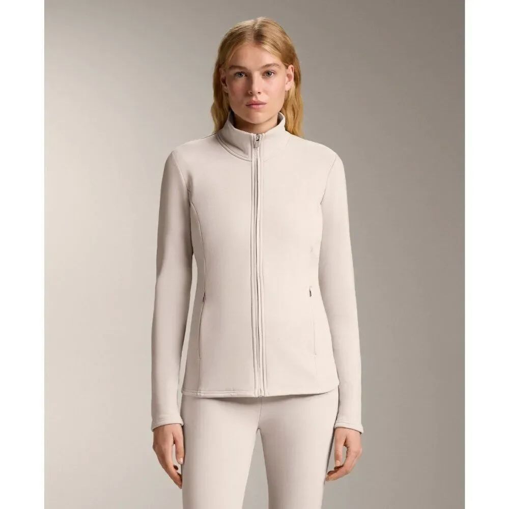 Oysho Womens Jacket S Small Cream Full Zip Stretch Fleece Lined 1628/628 NWT